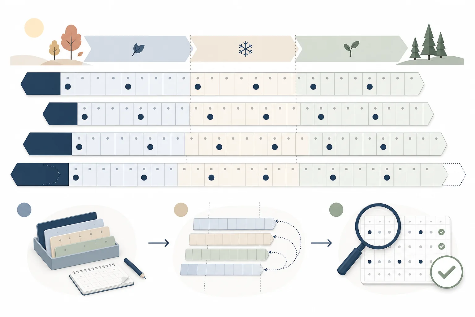 Pædagogisk visuel forklaring af metode og kontrol ved ugekalender